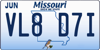 MO license plate VL8D7I