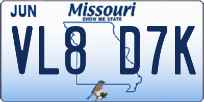 MO license plate VL8D7K