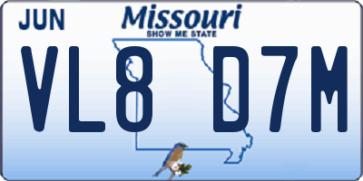 MO license plate VL8D7M
