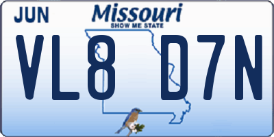MO license plate VL8D7N