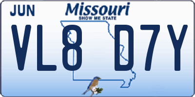 MO license plate VL8D7Y