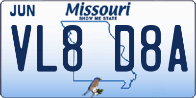 MO license plate VL8D8A