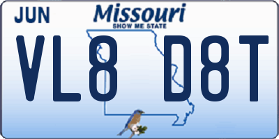 MO license plate VL8D8T