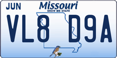 MO license plate VL8D9A