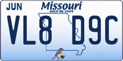 MO license plate VL8D9C