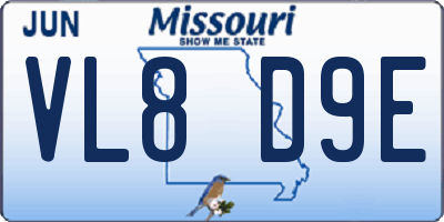 MO license plate VL8D9E
