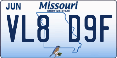 MO license plate VL8D9F