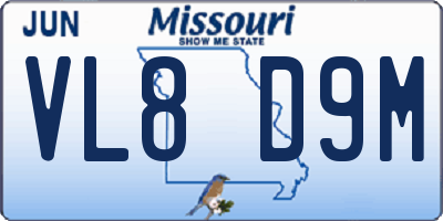 MO license plate VL8D9M