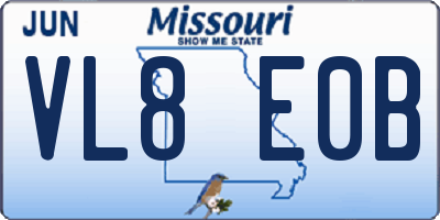 MO license plate VL8E0B