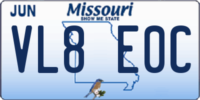 MO license plate VL8E0C