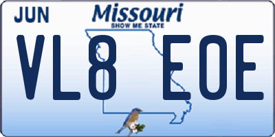 MO license plate VL8E0E