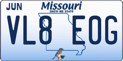 MO license plate VL8E0G