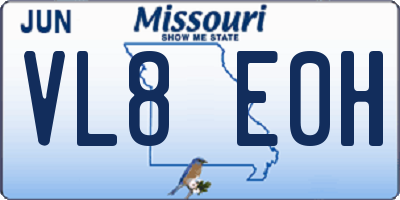 MO license plate VL8E0H