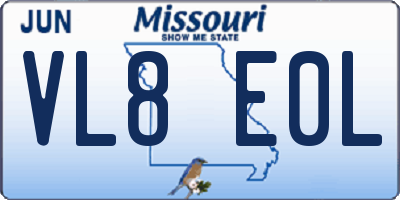 MO license plate VL8E0L