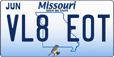 MO license plate VL8E0T