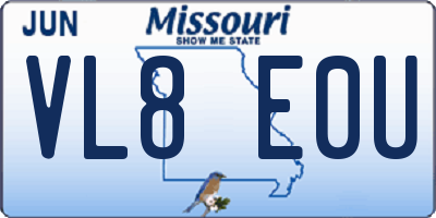 MO license plate VL8E0U