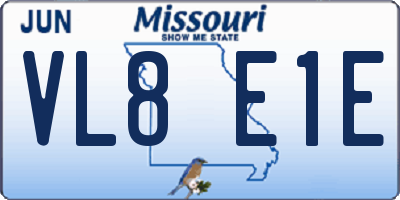MO license plate VL8E1E