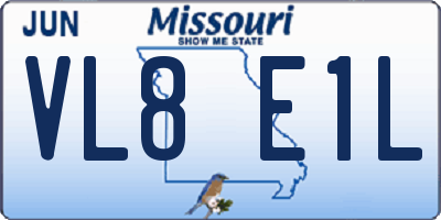 MO license plate VL8E1L