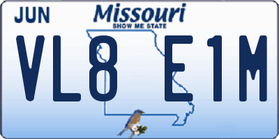 MO license plate VL8E1M