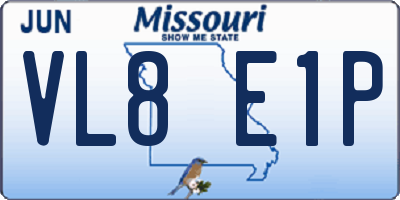 MO license plate VL8E1P