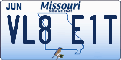 MO license plate VL8E1T