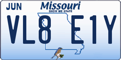 MO license plate VL8E1Y