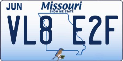 MO license plate VL8E2F
