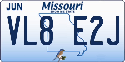 MO license plate VL8E2J