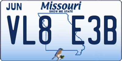 MO license plate VL8E3B