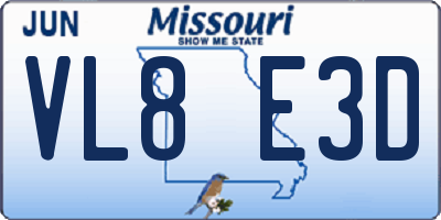 MO license plate VL8E3D