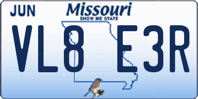 MO license plate VL8E3R