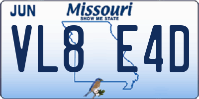MO license plate VL8E4D