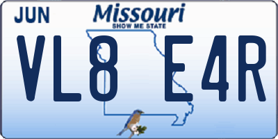 MO license plate VL8E4R