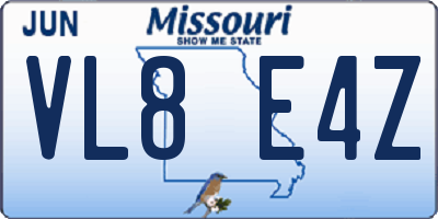 MO license plate VL8E4Z