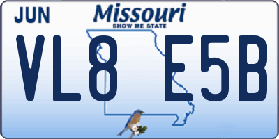 MO license plate VL8E5B