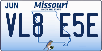 MO license plate VL8E5E