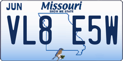MO license plate VL8E5W