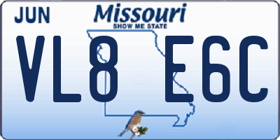 MO license plate VL8E6C