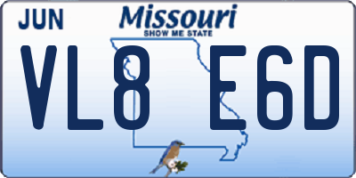 MO license plate VL8E6D