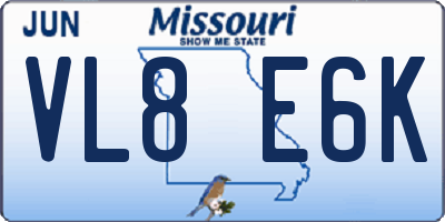 MO license plate VL8E6K