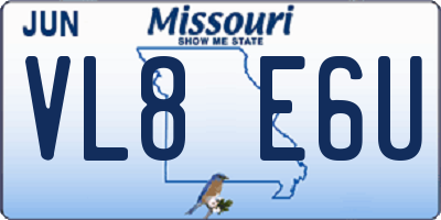 MO license plate VL8E6U