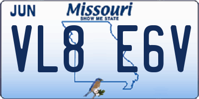 MO license plate VL8E6V