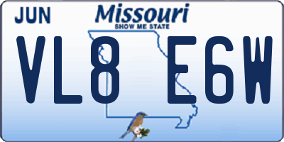 MO license plate VL8E6W
