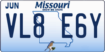 MO license plate VL8E6Y