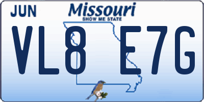 MO license plate VL8E7G