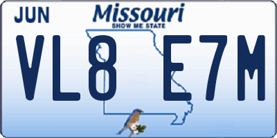 MO license plate VL8E7M