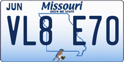 MO license plate VL8E7O