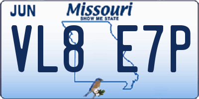 MO license plate VL8E7P