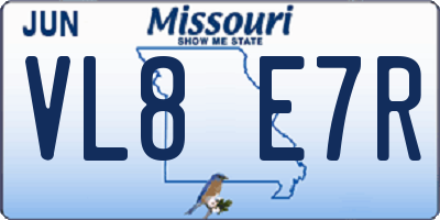 MO license plate VL8E7R