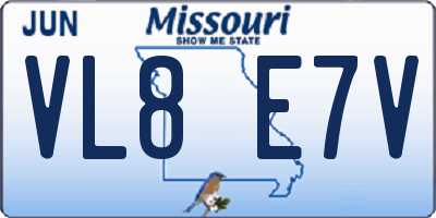 MO license plate VL8E7V